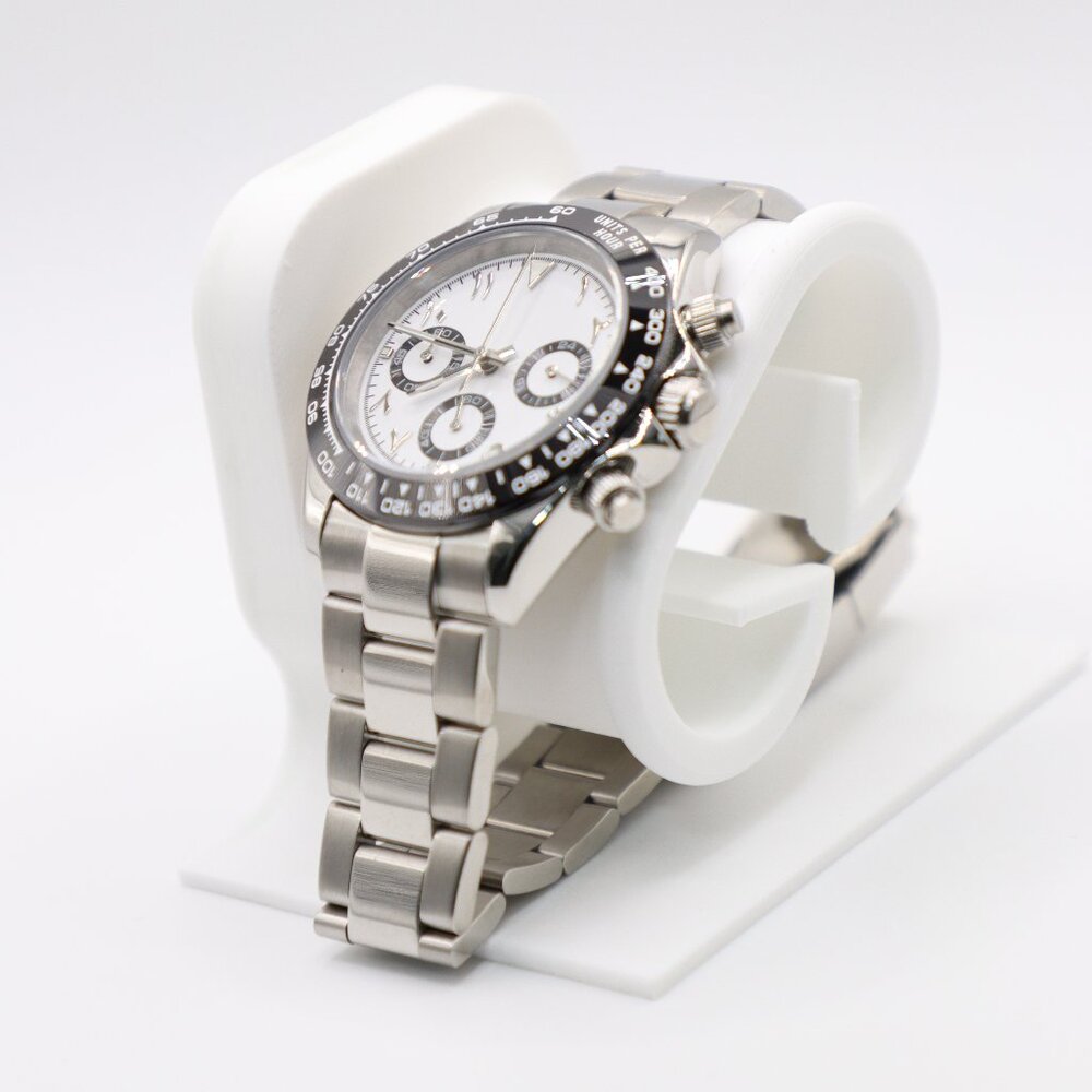 Seiko Mod "Panda" Daytona VK63 Chronograph – White Dial, Black Bezel, 40mm Drive